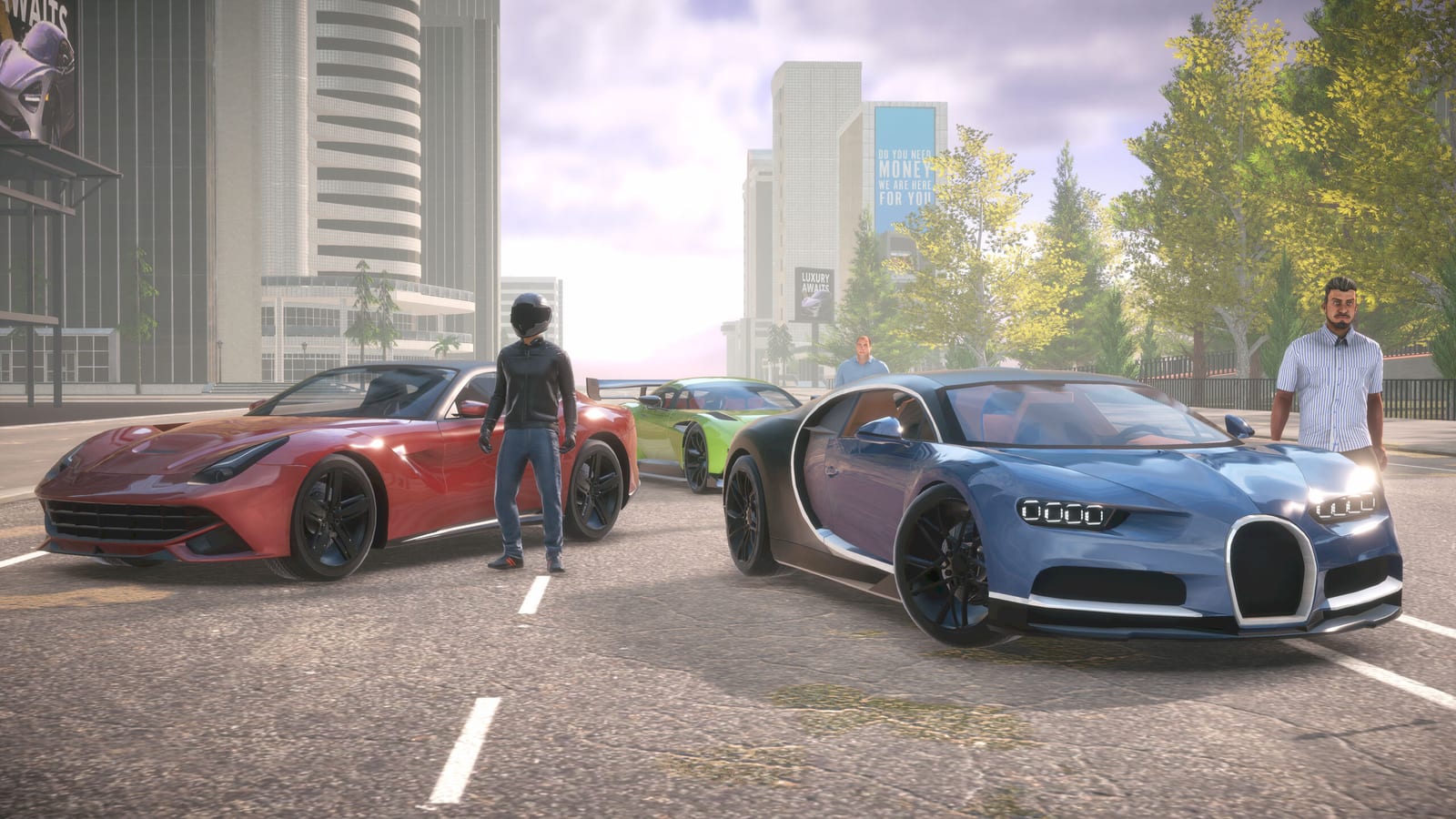 Parking Master Multiplayer 2 — supercars gathered on a downtown street